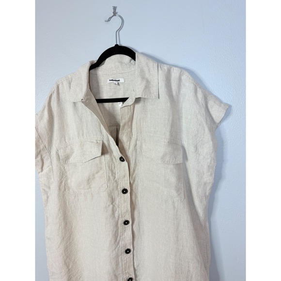 Madewell Utility Short-Sleeve Mini Shirtdress‎ in 100% Linen XL NWT - Picture 4 of 8